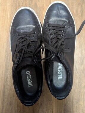 Thursday Boot Company Black & White Leather Low Top Sneakers